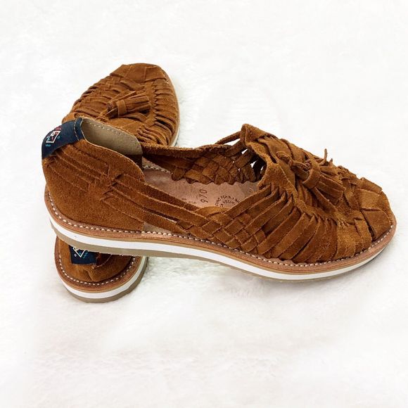 Pazos Mexican Shoes Size 6 23 Brown Leather Santa Clara Tassle Handmade - Picture 5 of 9